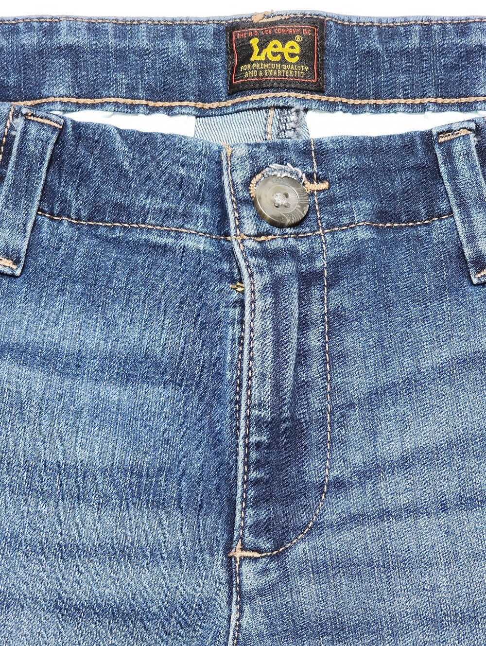 Lee Mid Rise Chino Shorts Womens Size 6 Denim Blue Stretch Casual - Picture 7 of 11